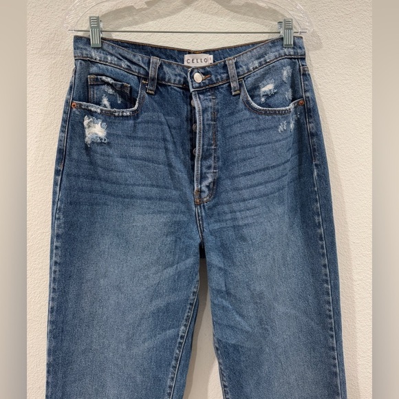 Cello Super High Rise Dad Denim Button Fly 100% Cotton Blue Jeans Size 11 - Picture 2 of 14
